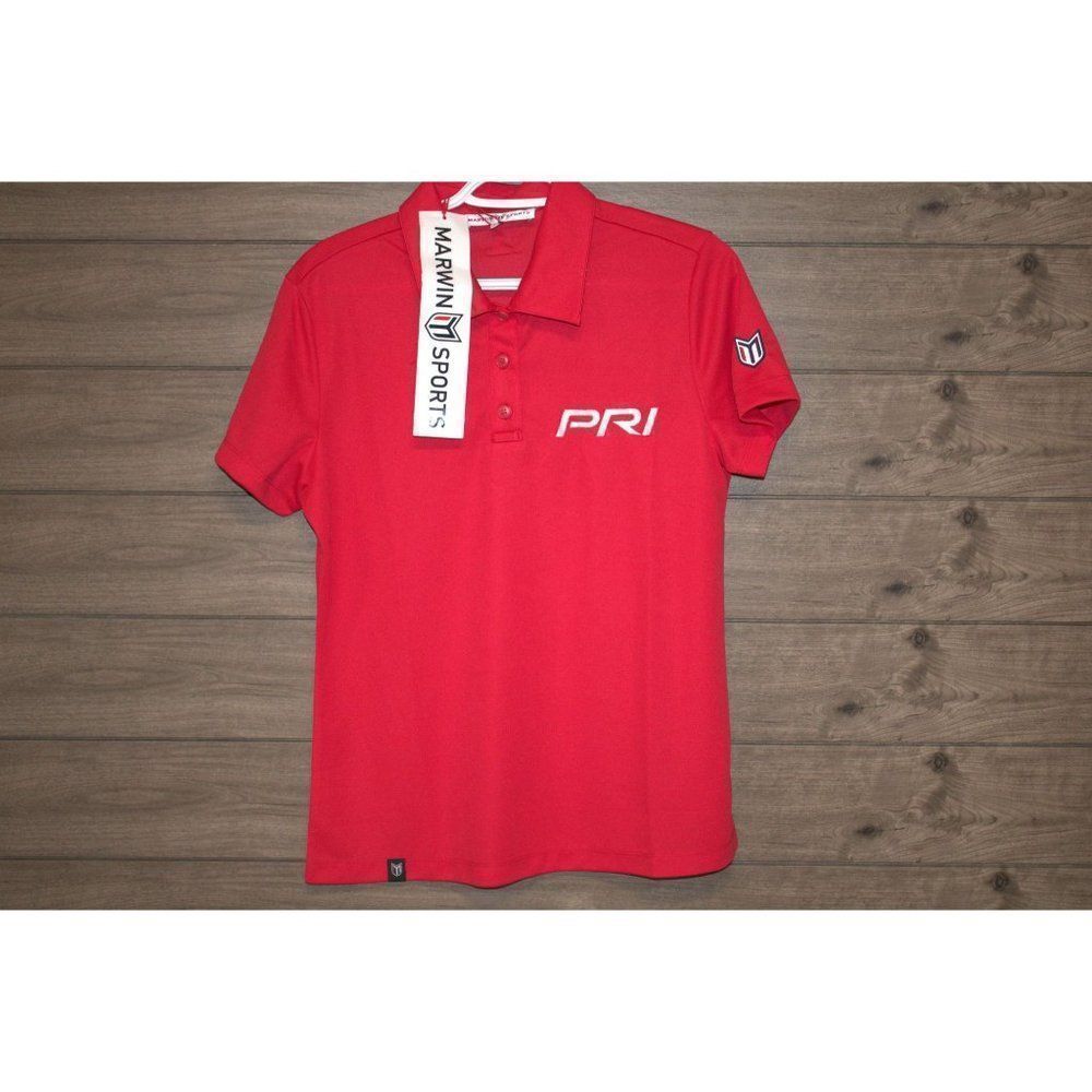 NWT Men's Red Marwin Sports PRI logo polo Size Medium